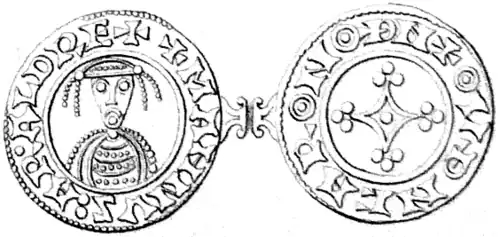 Pfennig-Münze des Kondominiums von Magnus dem Guten und Harald Hardråde.