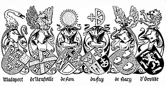 Wappen von reformierten Frankfurter Kaufmannsfamilien, um die Mitte 16. Jahrhundert zugezogen: 3. Wappen: de Ron (später von Roon)