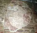 Spätgotischer Malereirest auf einer zugemauerten Arkade der südlichen Mittelschiffsmauer