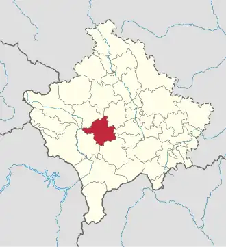 Lage der Gemeinde Malisheva im Kosovo (anklickbare Karte)