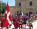 Darstellung des maltesischen Militärs im 16. Jahrhundert. Fort Saint Elmo, Valletta, Malta, 8. Mai 2005.