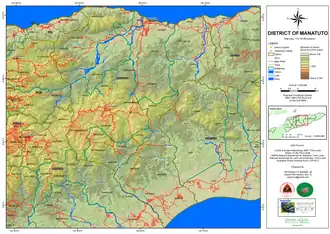 Straßennetz und Topographie Manatutos