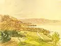 Mannenbach vom Schloss Arenenberg aus Aquarell von Lorenzo Quaglio d. J., um 1856