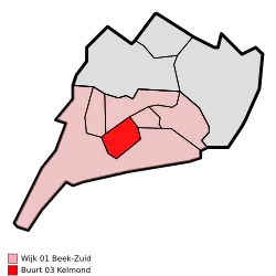 Lage von Kelmond in der Gemeinde Beek