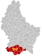 Lage von Monnerich im Großherzogtum Luxemburg