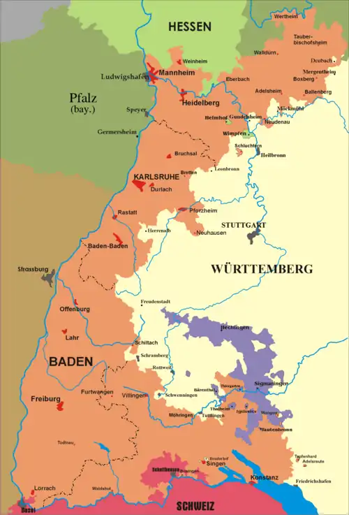 Karte der Republik Baden