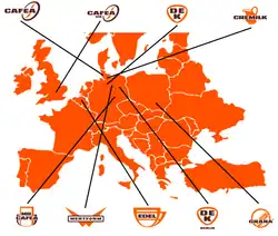 Karte der Betriebe der CAFEA Gruppe