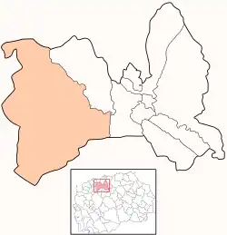 Karte von Nordmazedonien, Position von Opština Saraj hervorgehoben