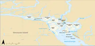 Lage der Seymour Narrows in den Discovery Islands