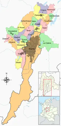 Lage von Área Metropolitana de Bogotá