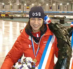 Margot Boer nach dem Gewinn der niederländischen Sprintmeisterschaften 2009