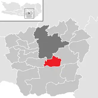 Lage der Gemeinde Maria Rain (Kärnten) im Bezirk Klagenfurt-Land (anklickbare Karte)