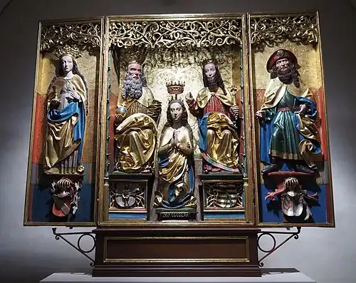 Wappen des Dietrich von Reitzenstein (unten links) auf dem Triptychon in der Marienburg (1505)