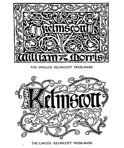 Zwei Markenzeichen der Kelmscott Druckerei