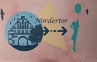 Detailansicht Nordertor Flensburg im Mauseloch Flensburg nach der Neugestaltung des Künstlers Sven Schmidt 2017 (Detail Ansicht)