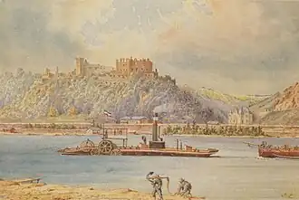 Seilschifffahrt bei St. Goar, Zeichnung von Max Eyth, 1903.