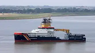 Die neue Mellum am 3. September 2024 auf dem Weg nach Lemwerder in Höhe Bremerhaven.