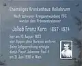 Gedenktafel beim ehemaligen Krankenhaus Hollabrunn, Winiwarterstraße 6