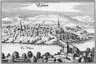 Eglisau in der Topographia Helvetiae von Matthäus Merian, um 1650