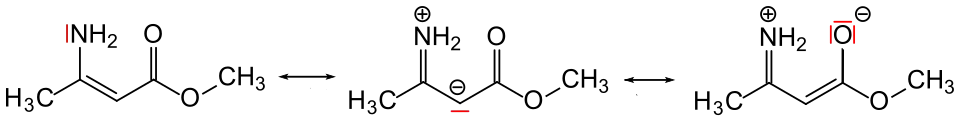 Mesomere Grenzformeln von (Z)-3-Amino-2-butensäure-methylester