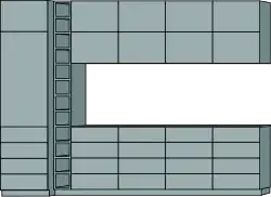 Beispiel für einen individuellen Ikea-Hack: Schrankzeile mit einem aus Deckseiten konstruierten Weinregal, das hier gleichzeitig als Lückenfüller dient