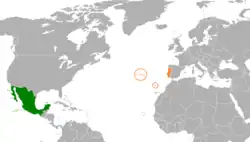 Lage von Mexiko und Portugal