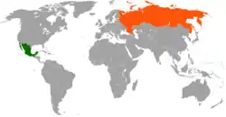 Lage von Mexiko und Russland
