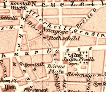Der seit 1885 gültige Straßenname Börnestraße in einem Stadtplan von 1893