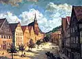 Michel Weiß, Obere Stadt in Kulmbach, 1921, Öl auf Leinwand