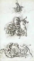 Michelangelo: Sturz des Phaeton. Kreidezeichnung, 1533 (Royal Collection)