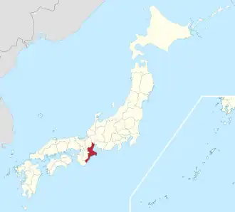 Lage der Präfektur Mie in Japan