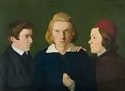 Erwin Speckter (rechts) mit den Malern Carl Julius Milde (Mitte) und Julius Oldach