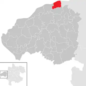 Lage der Gemeinde Mining im Bezirk Braunau am Inn (anklickbare Karte)