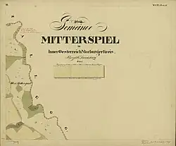 Gemeinde Freiland, Katastralgemeinde Mitterspiel, mit handschriftlichem Nachtrag einer Gebietsänderung