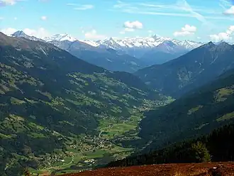 Die Ortsteile Witschdorf, Rangersdorf und Tresdorf von der Hatzalm aus gesehen