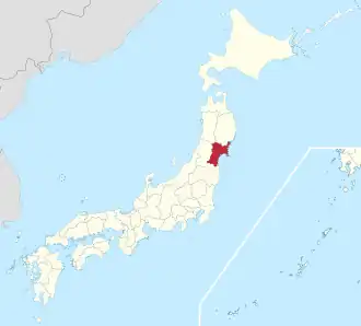 Lage der Präfektur Miyagi in Japan