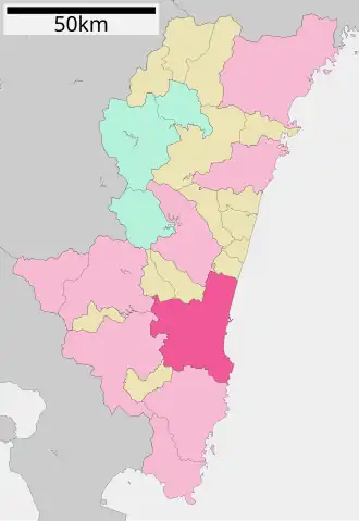 Lage Miyazakis in der Präfektur