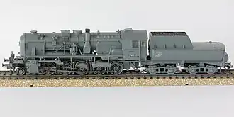 H0-Modell der 42 9000 ohne Windleitbleche, in grauem Fotografieranstrich