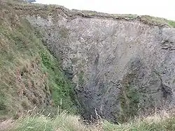 Das Blowhole der Monks’ Cave bei Aberystwyth in Wales