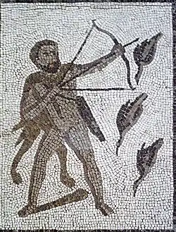 Herakles und die Stymph. Vögel. Röm. Mosaik, Llíria (Valencia)