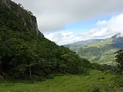 Blick nach Südwesten auf einem Hang auf etwa 1100 m Höhe