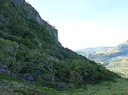 Blick nach Südwesten auf einem Hang auf etwa 1100 m Höhe