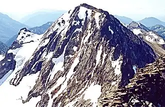 Die Nordwand des Mount Maude vom Seven Fingered Jack aus