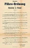 Fährordnung 1901, erlassen durch den Kanton Aargau.