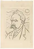Edvard Munch: Friedrich Nietzsche (1906), Lithografie, 62 × 48 cm, Munch-Museum Oslo