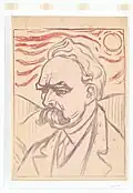 Edvard Munch: Friedrich Nietzsche (1906), Lithografie, 61,5 × 46,7 cm, Munch-Museum Oslo