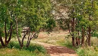 Birken im Sommer, Öl auf Leinwand (33 × 55,5 cm), undatiert