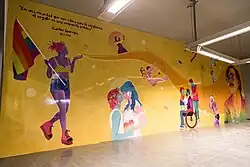 Santa Fe–Carlos Jáuregui, Buenos Aires: Wandbild u. a. mit Porträt und Zitat des LGBT-Aktivisten Carlos Jáuregui