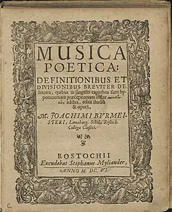 Joachim Burmeister: Musica poetica (1606)