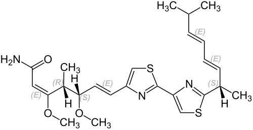 Strukturformel von Myxothiazol